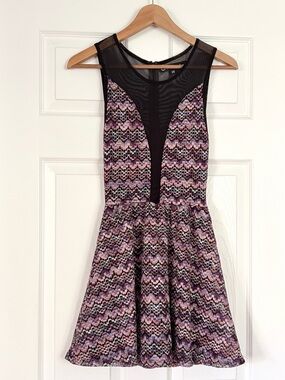 For Love & Lemons Lulu Zig Zag Skater Dress Size XS
